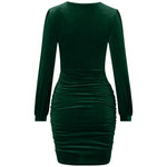 Deep V-Neck Long Sleeve Cut Out Twist Front Mini Dress