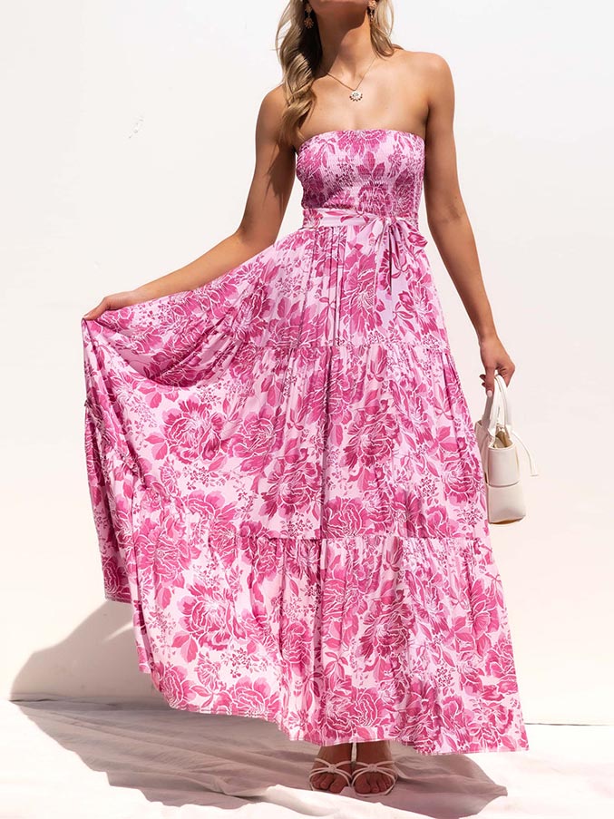 Sleeveless Backless High Waist Loose Floral Maxi Dress