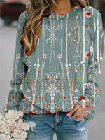 Classic Floral Print Crew Neck Sweatshirt