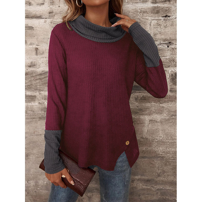 Casual High Neck Long Sleeve Knit Sweater