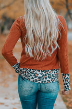 Leopard Patch Cowl Neck Top