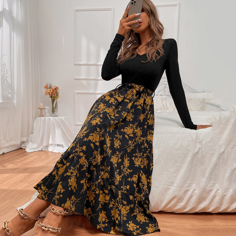 Casual Long Sleeve Floral Maxi Dress