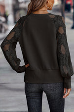 Classic V Neck Stylish Lace Long Sleeve Sweater Top
