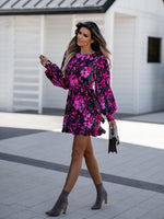 Casual Sexy Floral Long Sleeve Mini Dress