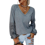 Casual Long Sleeve V Neck Top