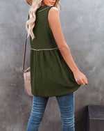 Casual V-Neck Sleeveless Solid Loose Blouse Top