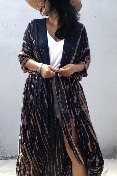 Print Belted Cover Kimono