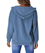 Zip Up Draw String Front Pocket Hoodie