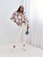 Bend down Collar Warm Button Down Plaid Jacket Shirt