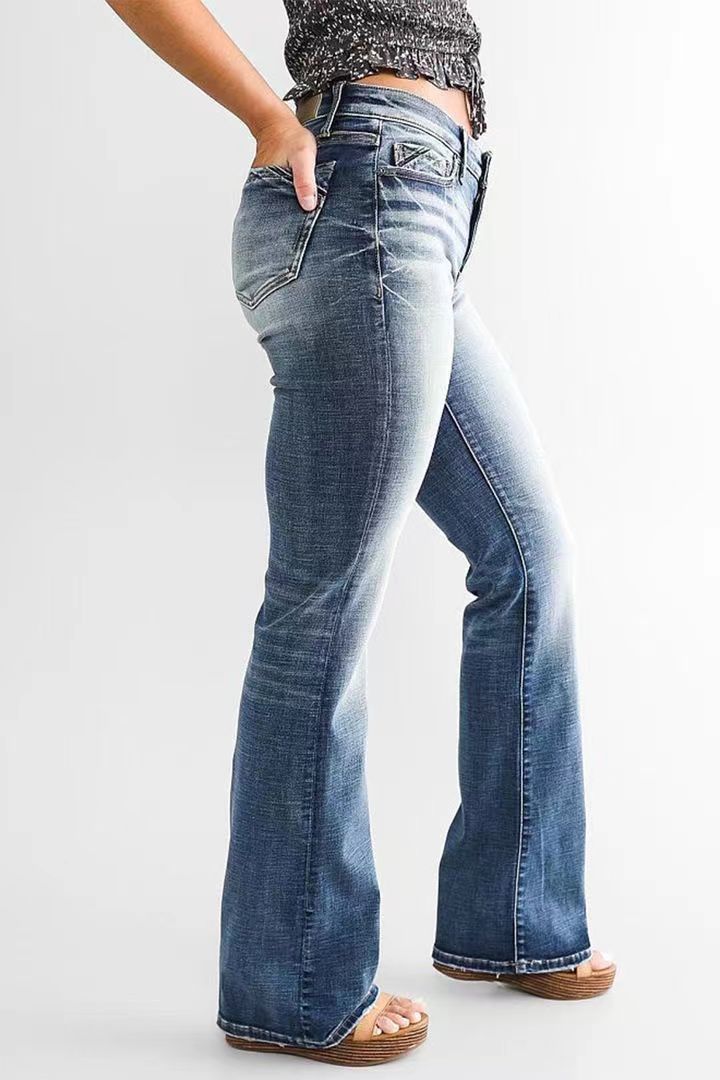 High Waist Zip Up Denim Jean Pants