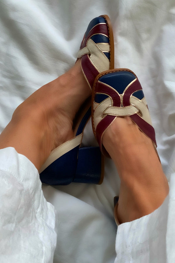 Vintage Color Block Med Heels