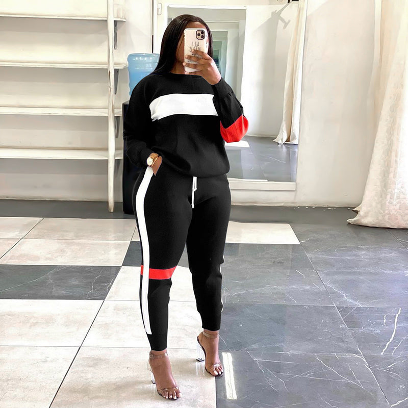 Casual Two Piece Top Draw String Pants Sweatsuit Set