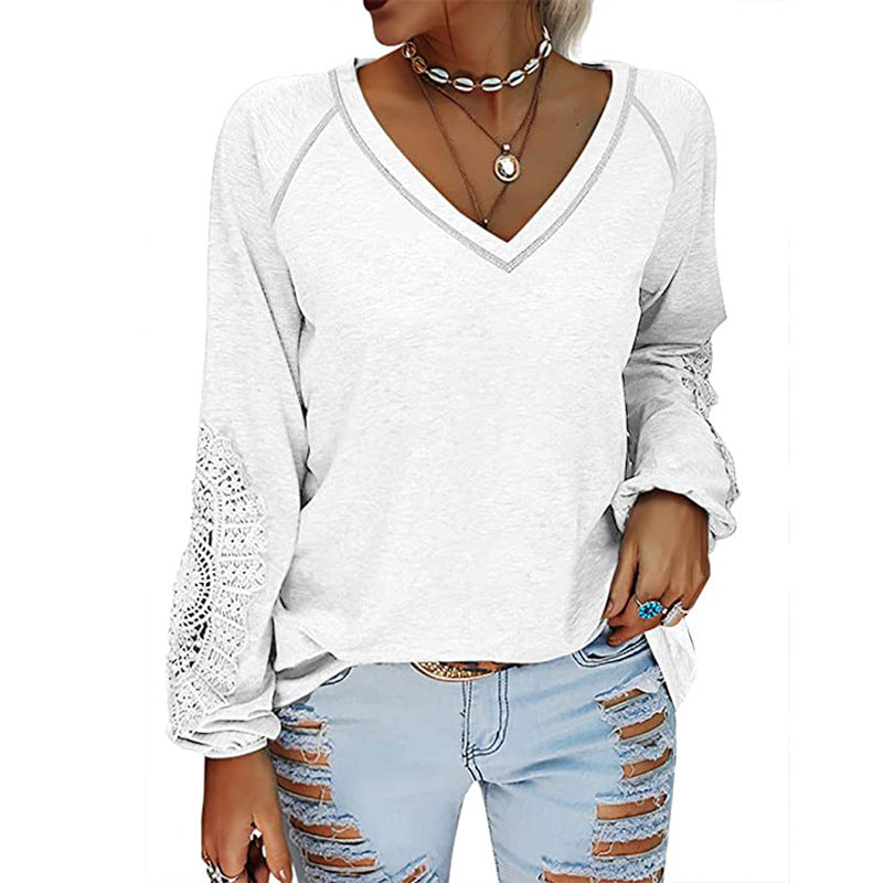 Casual Long Sleeve V Neck Top