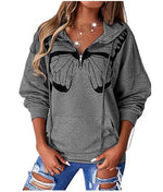 Zip Up Draw String Front Pocket Hoodie