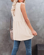 Casual V-Neck Sleeveless Solid Loose Blouse Top