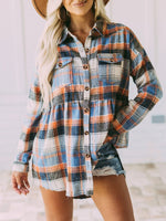 Casual Collar Long Sleeve Button Plaid Shirt Blouse