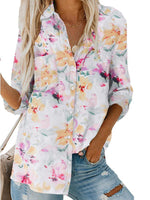 Casual Long Sleeve Buttoned Floral Print Shirt