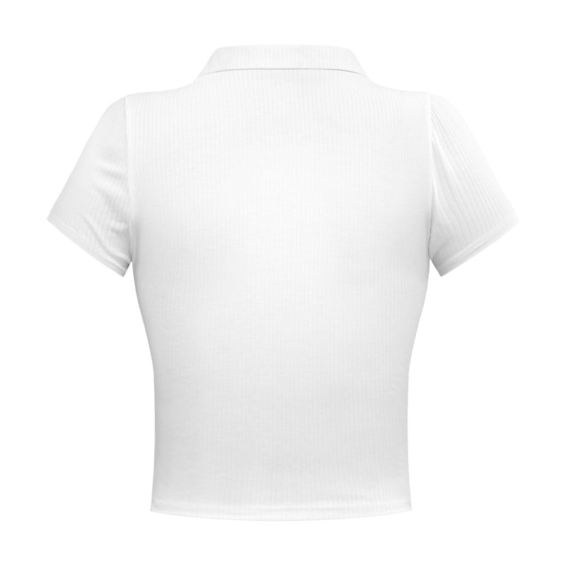Short Sleeve V Neck Collar Shirt Top