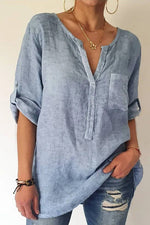 Sequin Pockets V Neck Blouse