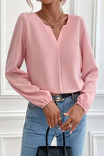 V Neck Long Sleeve Blouse