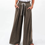 Casual Drawstring Pocketed Loose Solid Pants