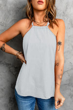 Casual Sleeveless Round Neck Solid Color Blouse