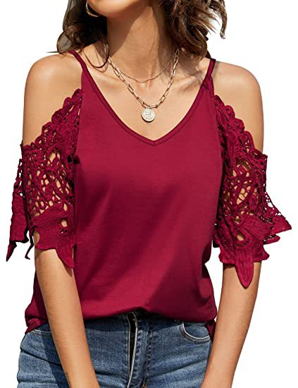 Cold Shoulder Spaghetti Strap Short Sleeve Top