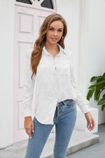 Solid Color Button Long Sleeve Shirt