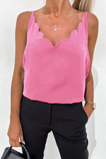 Scalloped V Neck Tank Top