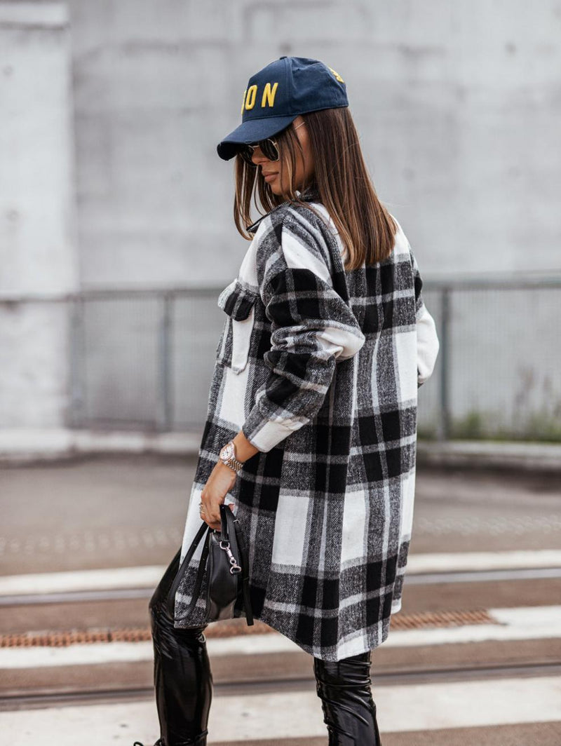 Casual Long Sleeve Buttoned Plaid Top Shirt