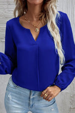 V Neck Long Sleeve Blouse