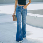 Casual Wide Leg Pocketed Denim Pants