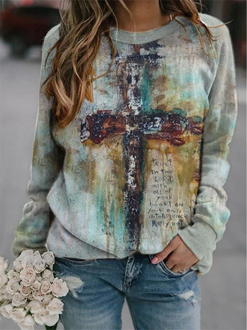 Classic Floral Print Crew Neck Sweatshirt