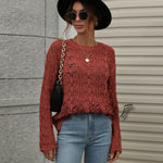 Fashion Long Sleeve Round Neck Knitted Top