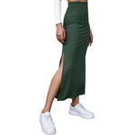 Casual High Waist Side Slit Midi Skirt