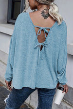 Tie Backless Long Sleeve Blouse