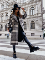 Long Blazer Plaid Shacket Coat