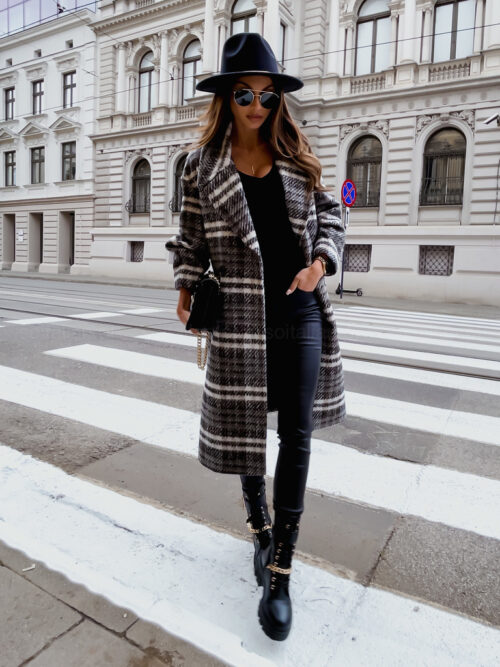 Long Blazer Plaid Shacket Coat