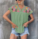 Casual Short Sleeve Floral T Shirt Top