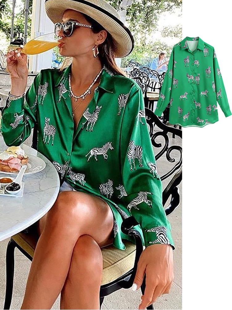 Women's Long Sleeve Printed Vintage Shirt