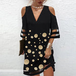 Fashion Women&#39;s Bodycon Off Shoulder V-Neck Mini Dress Sexy Summer Beach Party Vestidos Casual Loose Boho Flora Print Dresses