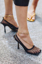 Chains Mesh High Heel Pumps