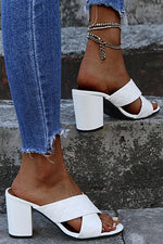 Cross Chunky Heels Sandals