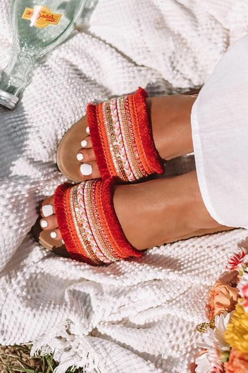 Boho Tassels Flat Slipper