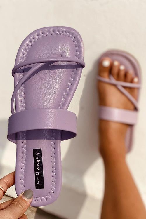 Flat Strappy Slipper Sandals