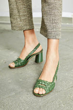 Interweave Peep Toe Ankle Strap High Chunky Sandals