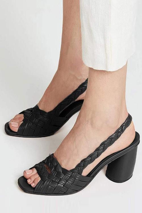 Interweave Peep Toe Ankle Strap High Chunky Sandals