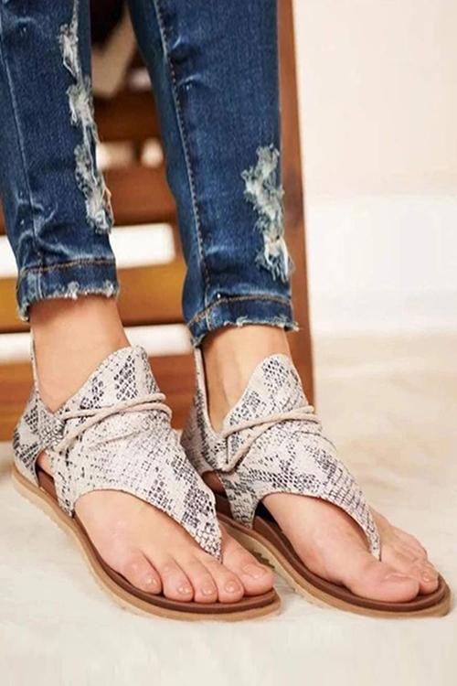 Lace-up Zip Flat Sandals