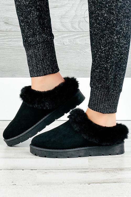 Fuzzy Faux Suede Slipper