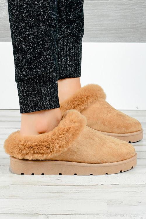 Fuzzy Faux Suede Slipper